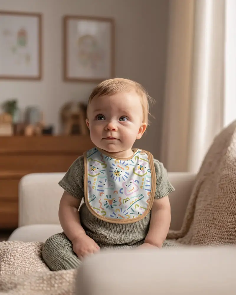 Baby Bib Mockup For Custom Logo Printing And Baby Accessory Brand Promotion