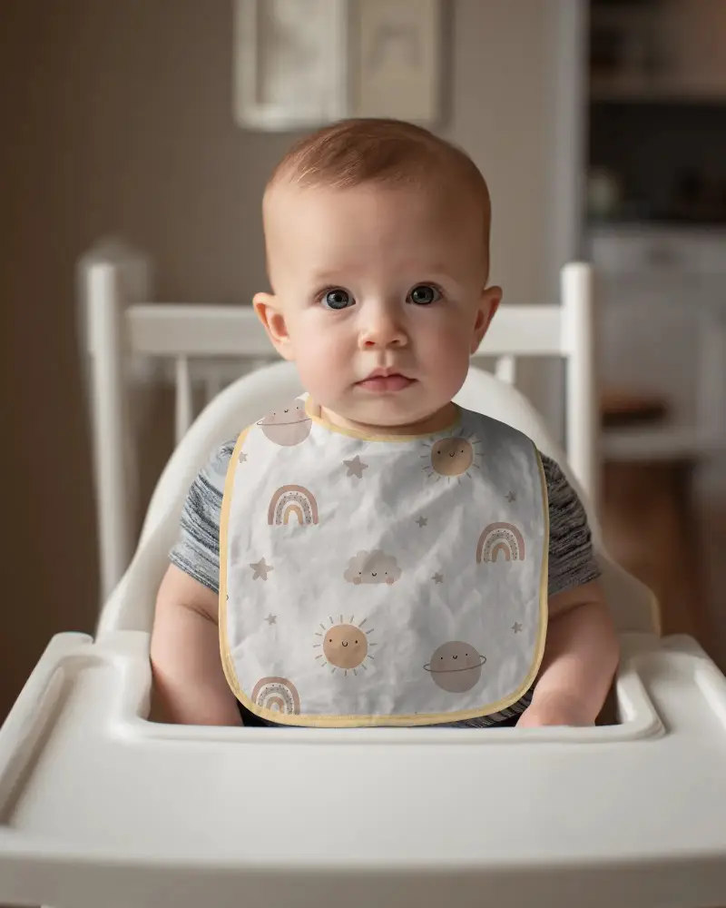 High Quality Baby Bib Mockup With Adjustable Fit Soft Fabric Prevents Stains During Mealtimes