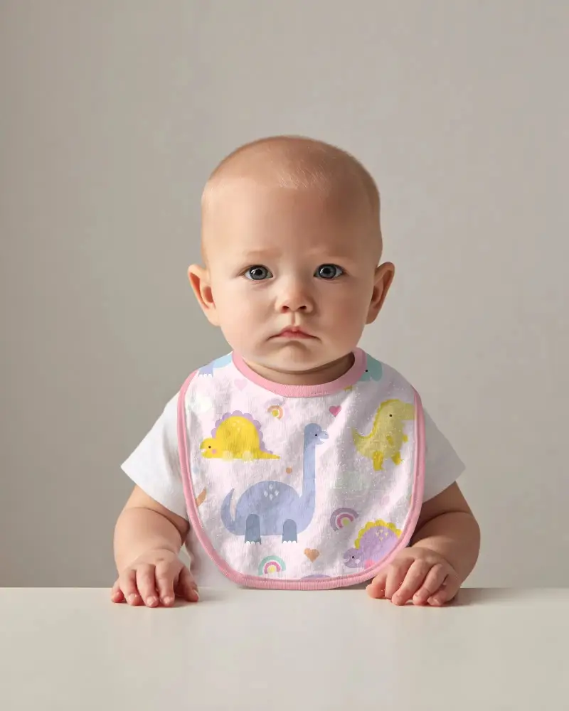 Baby Bib Mockup For Custom Designs And Personalized Baby Accessories On Neutral Background