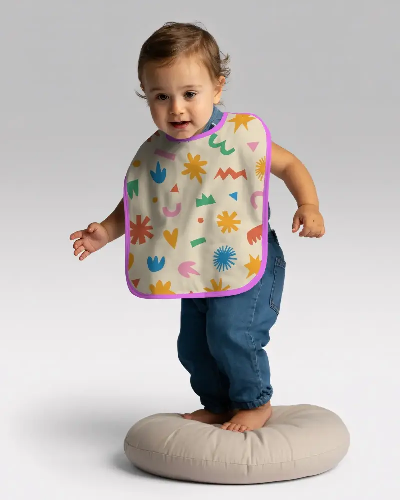 Baby Bib Mockup With Soft Cushion Isolated Minimal Background For Kids Bib Design Presentation
