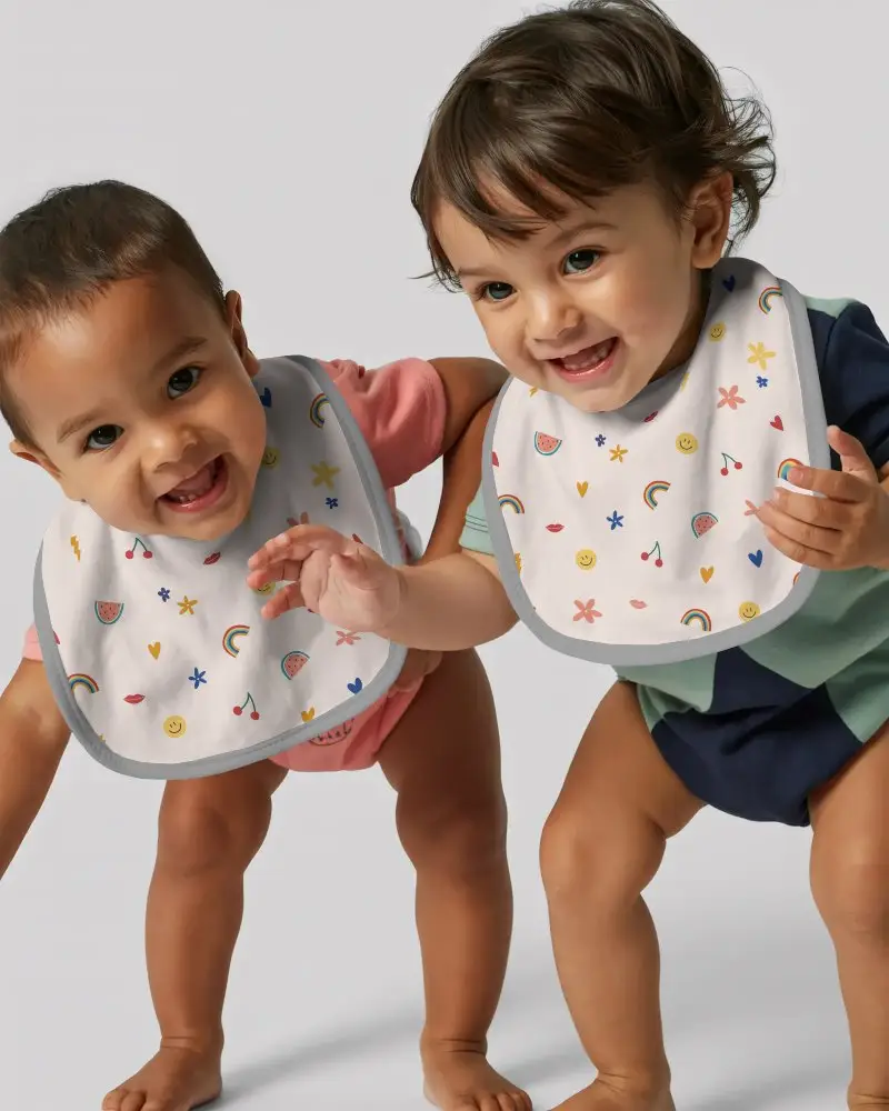 Soft Absorbent Baby Bib Mockup For Customizable Baby Feeding Accessories Online Store