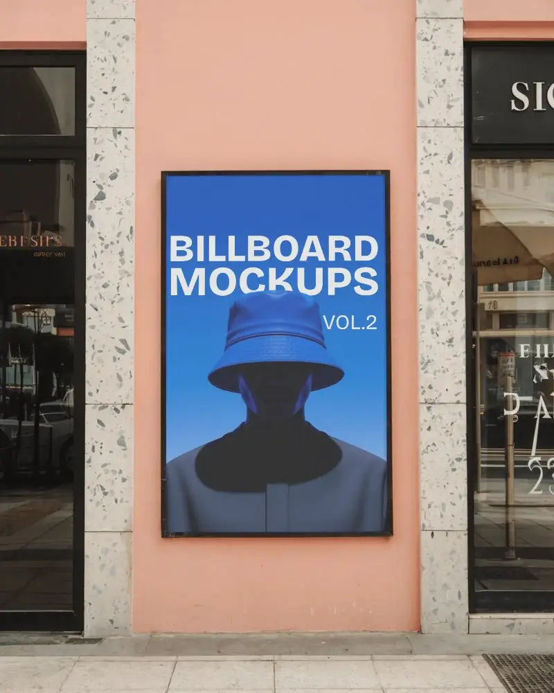 Blank Urban Poster Mockup On Modern Wall High Visibility Commercial Space