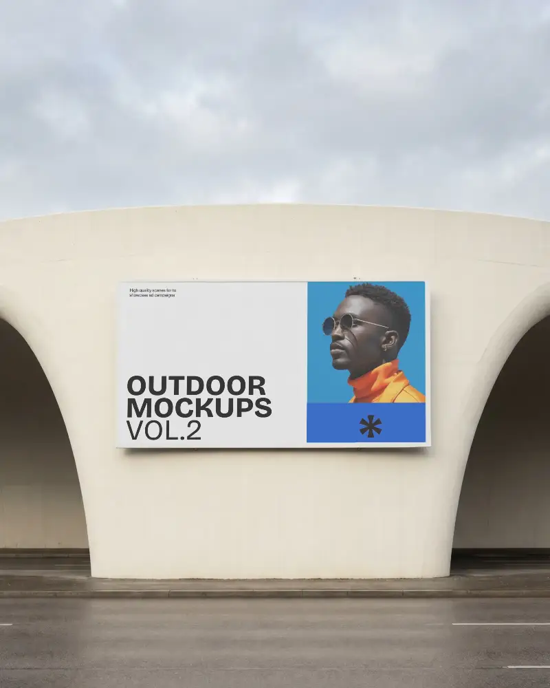 Urban Billboard Mockup For Advertising Campaigns On Architectural Structure With Empty Space