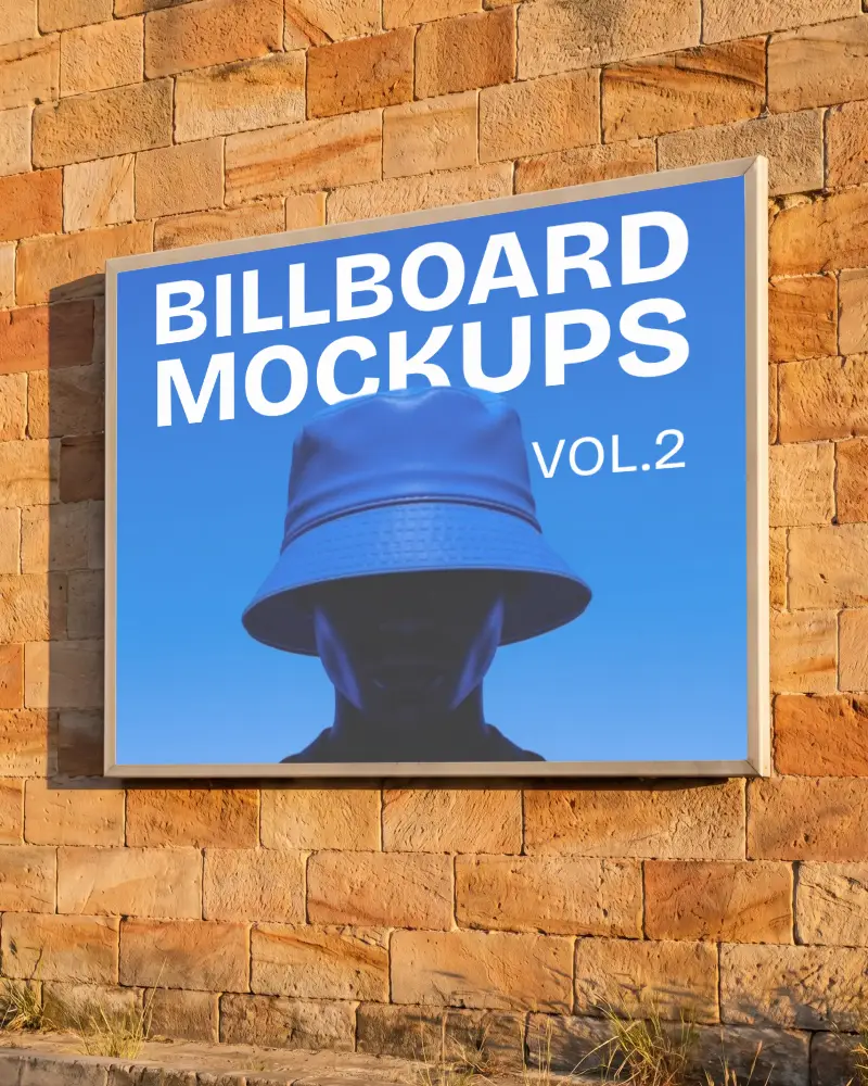 Blank Large Outdoor Billboard Mockup On Brick Wall For Advertising Display Use