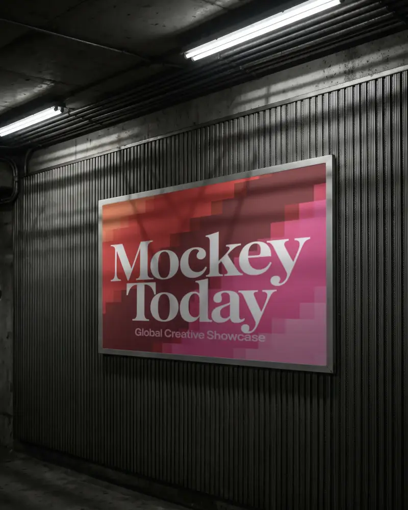 Urban Industrial Billboard Mockup Inner Wall Display For Advertising Promotional Content