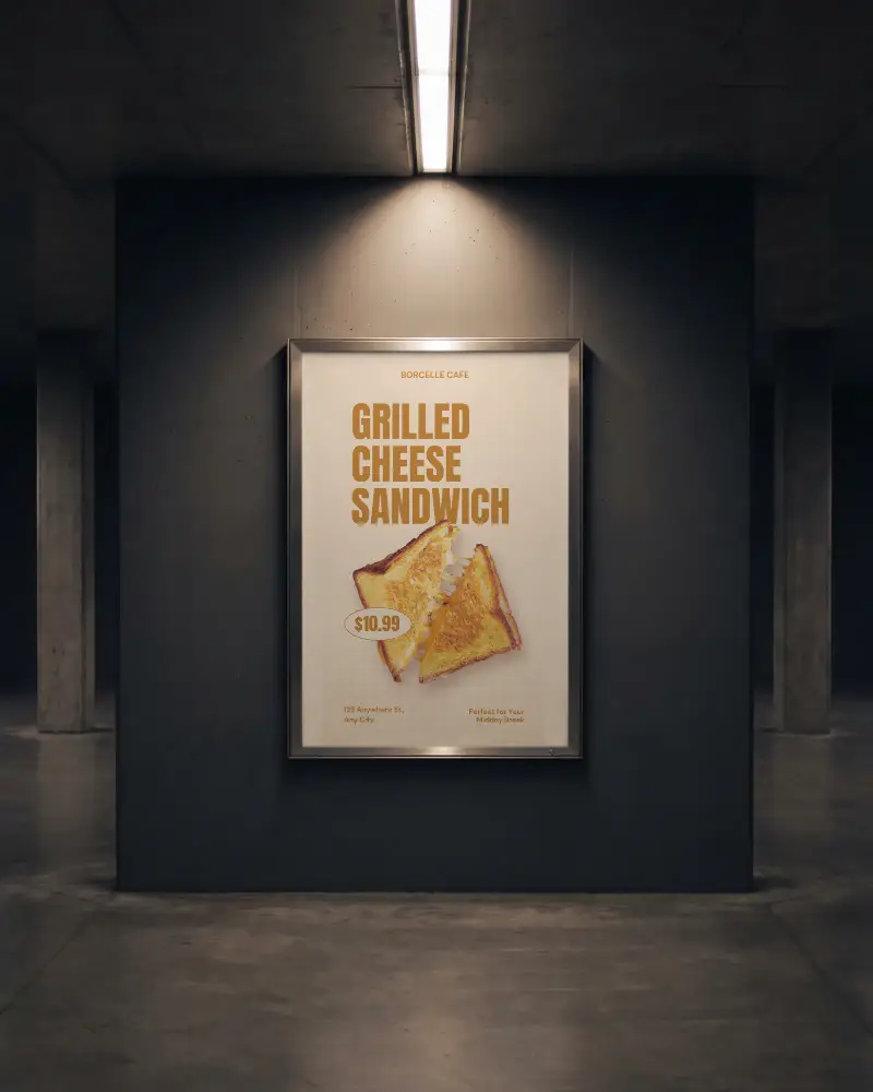 Urban Industrial Modern Advertising Billboard Mockup In Dark Minimalist Setting