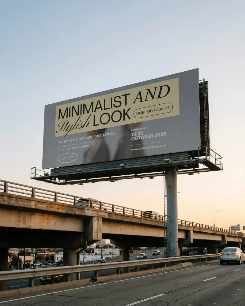 Freeway Roadside Giant Billboard Mockup Template Urban Advertisement Promo Space