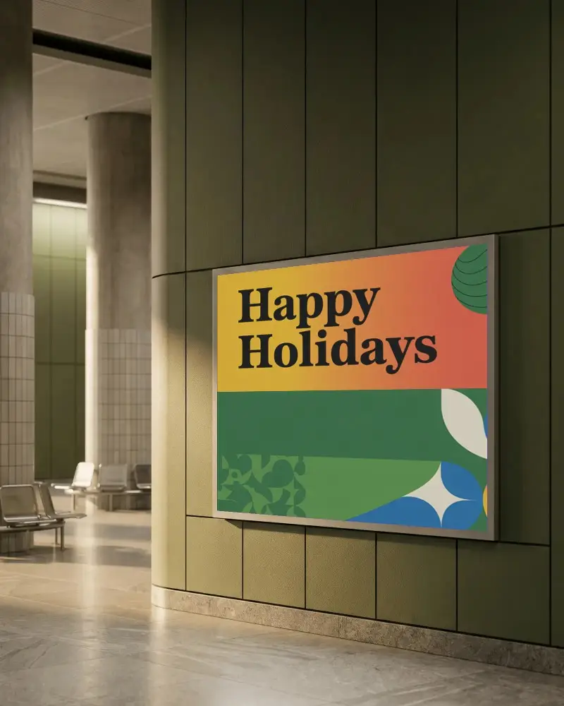 Modern Indoor Advertising Billboard Mockup Urban Transportation Hall Display