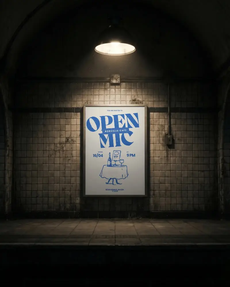 Urban Underground Subway Station Advertising Frame Billboard Mockup On Textured Wall Background