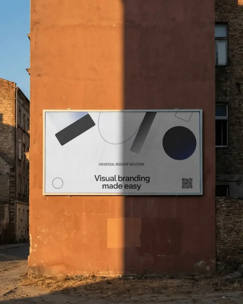Outdoor Billboard Mockup Template Mounted On Street Building For Advertisement