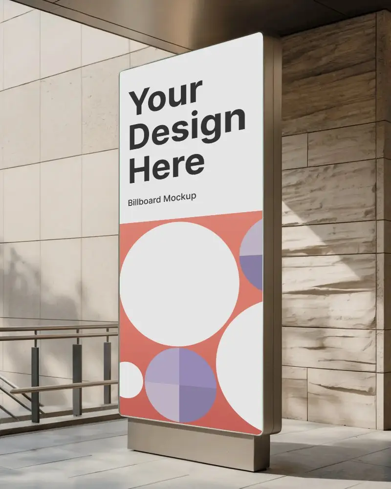 Large Vertical Advertisement Billboard Mockup For Storefront Promotion And Brand Visibility