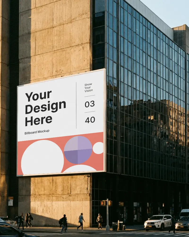 Large Urban Billboard Mockup On Modern Building For Advertising Campaign Display