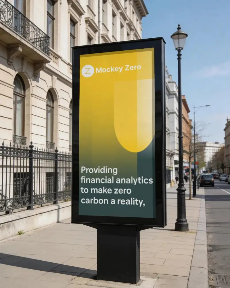 Vertical Billboard Mockup On City Sidewalk Outdoor Promo Display For Brand Visibility