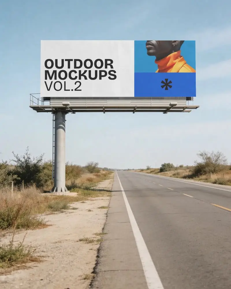 Empty Roadside Billboard Mockup For Advertising Campaigns And Creative Design Presentations