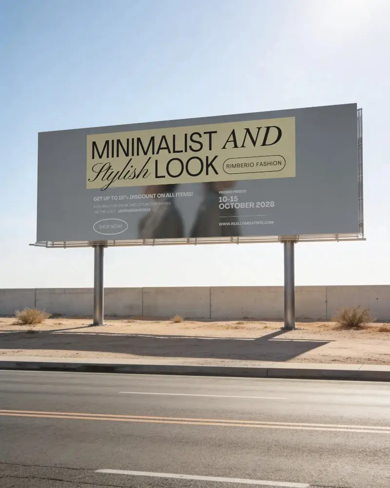 Empty Highway Billboard Mockup For Advertising Showcase On Clear Sunny Day Background