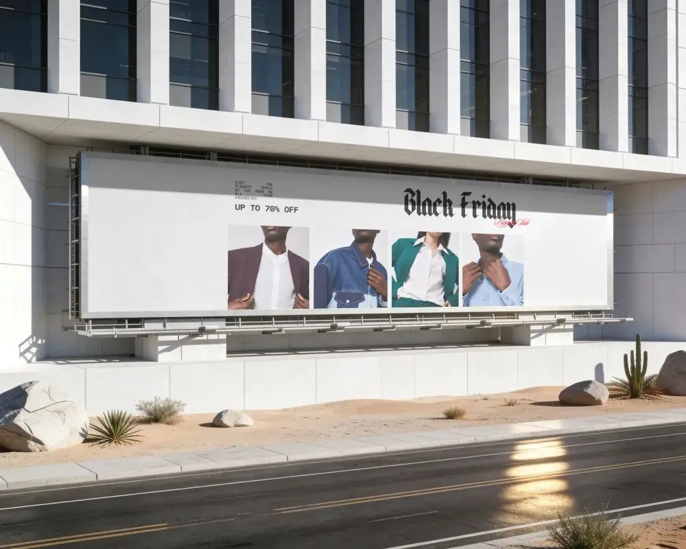 Street Side Urban Billboard Mockup For Large Format Commercial Advertisements