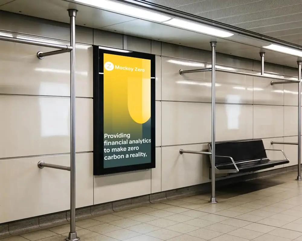 Indoor Public Transit Billboard Mockup Wall Mounted Promotional Panel Advertisement