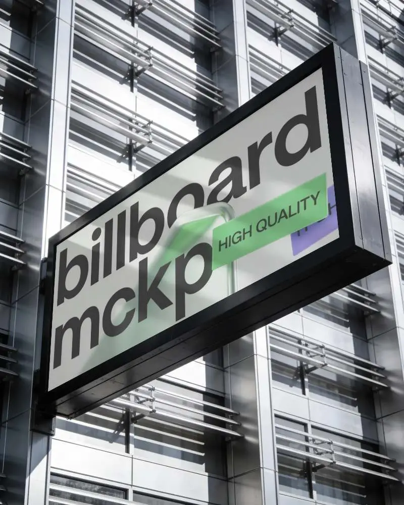 Sleek Metal Structure With Empty Horizontal Advertising Billboard Mockup Display