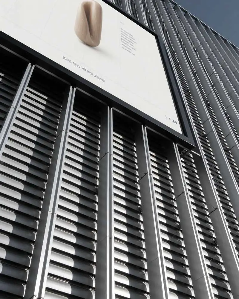 Large Outdoor Billboard Mockup On Corporate Building Exterior With Clean Blank Signage