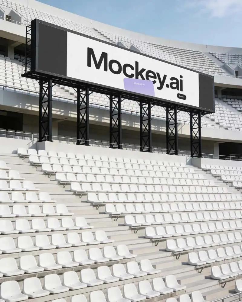 Large Empty Stadium Billboard Mockup For Sports Advertisement Promotional Campaign Display Spot