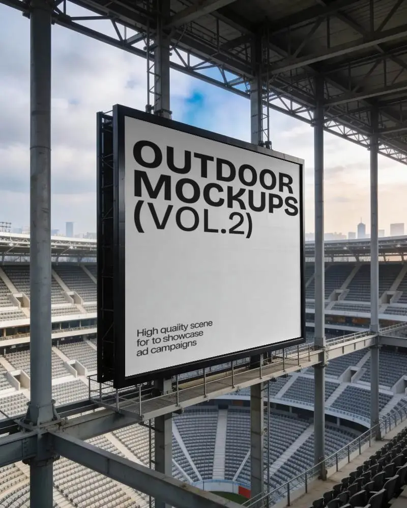 Large Stadium Digital Billboard Mockup For Live Event Advertising And Sports Promotions