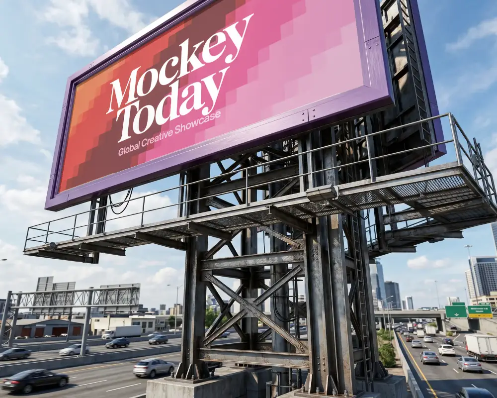 Blank Urban Billboard Mockup With Visibility For Roadside Commercial Promotions
