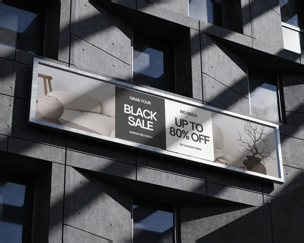 Large Blank Billboard Mockup On Urban Building Exterior For Brand Promotion Or Announcements