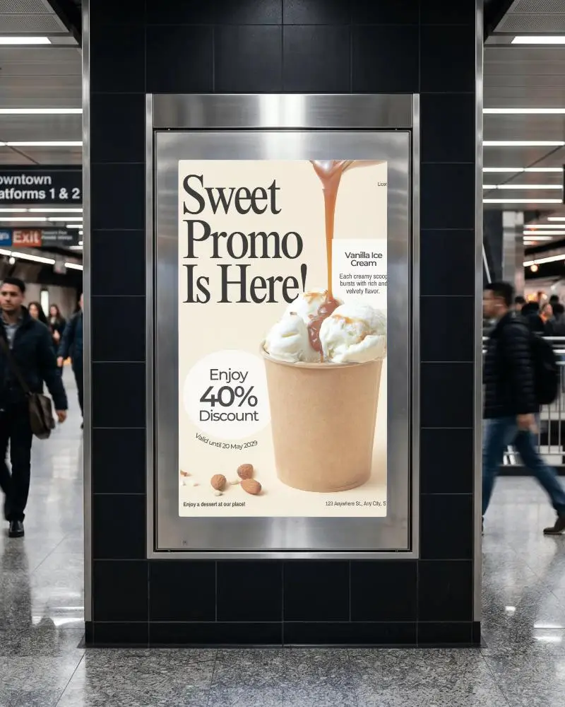 Blank Urban Billboard Mockup For Subway Advertisement Display In Public Space