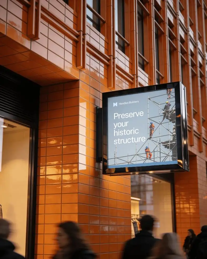 Urban Retail Storefront Square Billboard Advertisement Black Frame Digital Poster