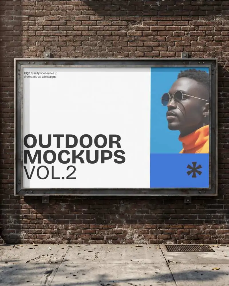 Urban Brick Wall Billboard Mockup For Street Advertisement And Marketing Promotions