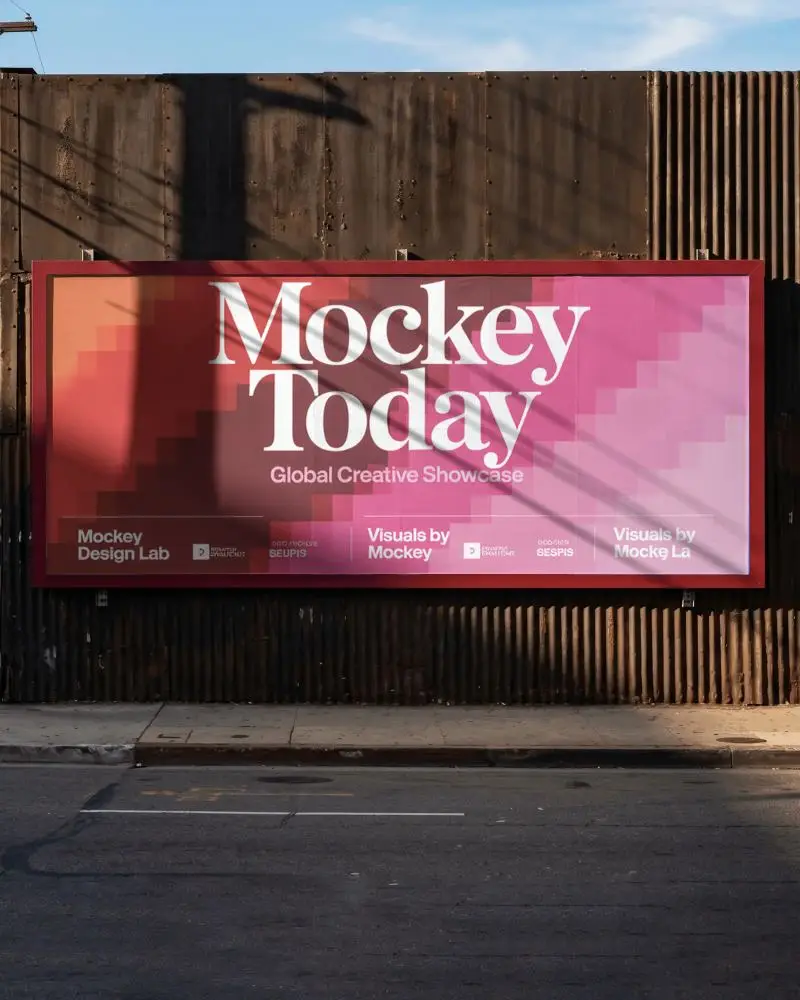Empty City Street Billboard Mockup For Advertisement Display Concept Urban Setting