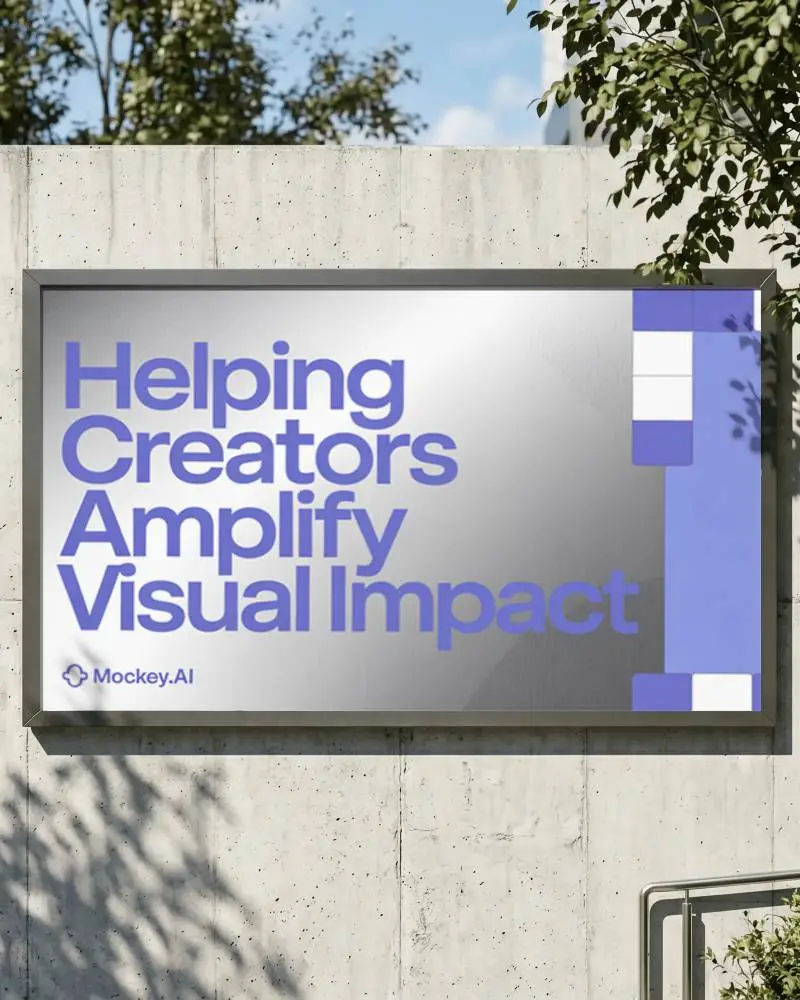 Outdoor Advertisement Billboard Mockup On Concrete Wall For Marketing Promotion Use