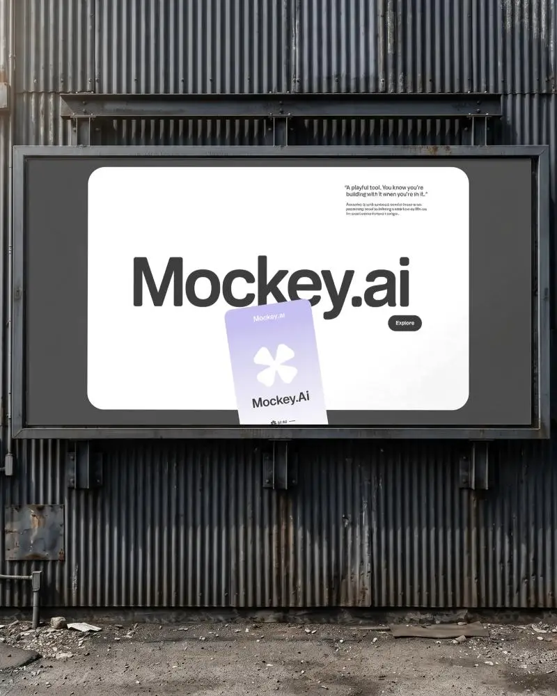 Industrial Wall Metal Billboard Empty Space For Creative Advertising Content Display