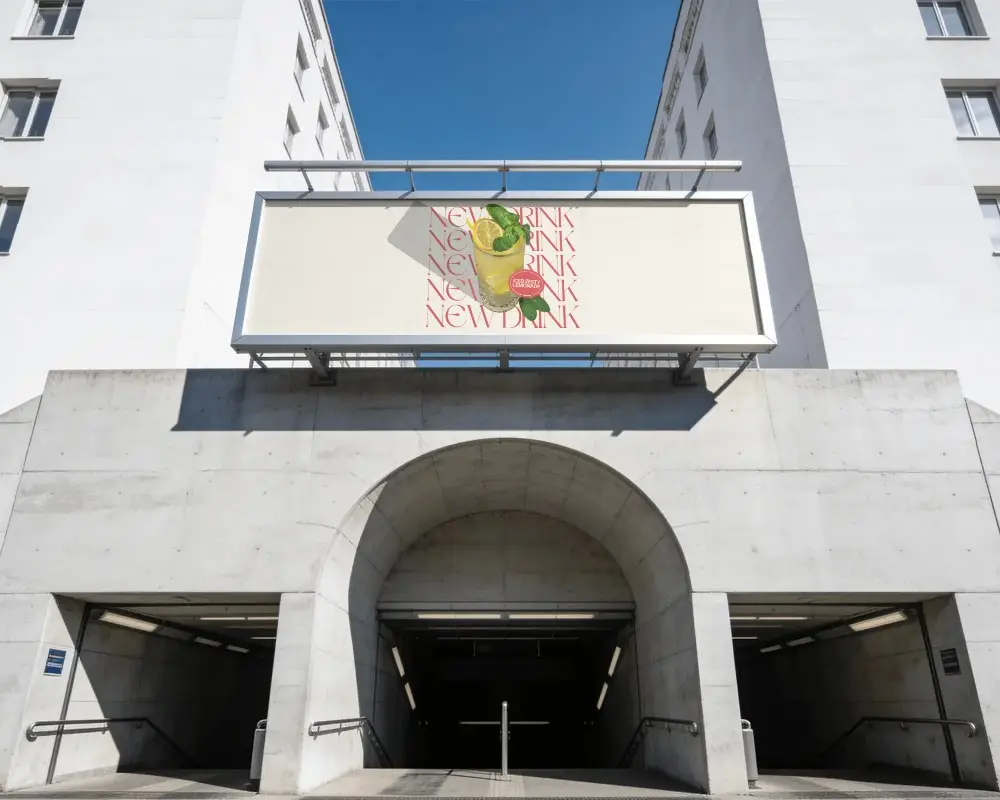 Urban Architecture Blank Billboard Mockup Over Concrete Underground Entrance City