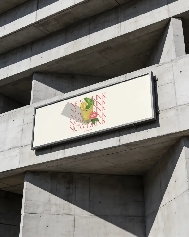 Blank Urban Billboard Mockup On Modern Concrete Building Facade Display Ads Space