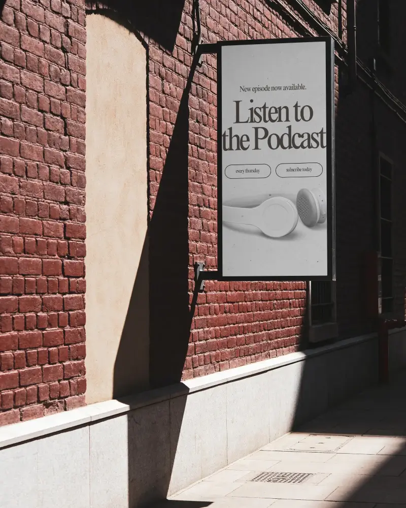 Blank Vertical Billboard Mockup On Brick Wall Showcase Advertisement Space For Designs