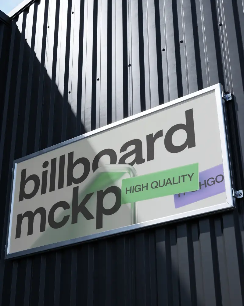 Modern Urban Billboard Mockup For Creative Advertising On Industrial Textured Wall Background