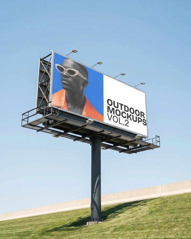 Large Empty Billboard Mockup On Urban Highway Perfect For Advertising Campaigns