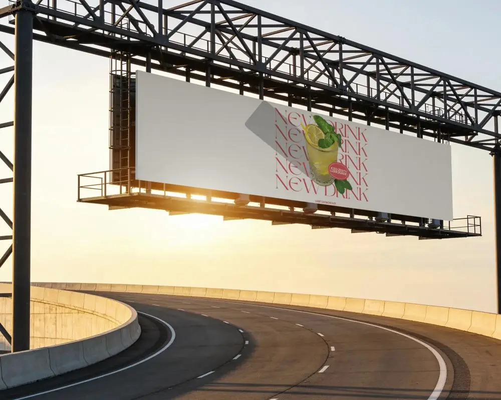 Highway Overpass Billboard Mockup Empty Pace For Advertising Outdoor Promotion Space