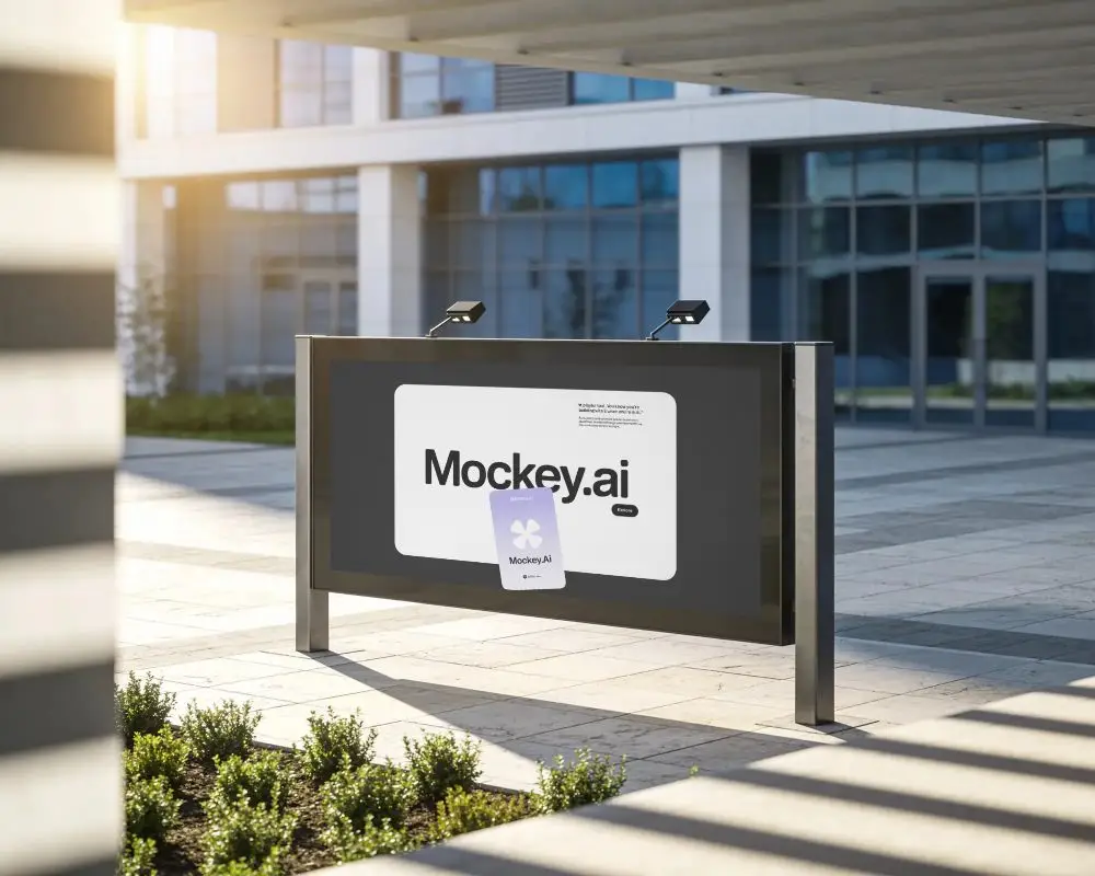 Modern Outdoor Billboard Mockup For Advertising In Urban Business District Public Space Display