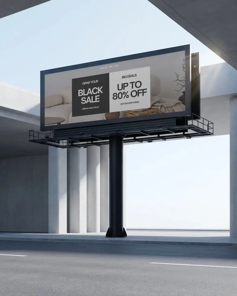 Roadside Billboard Mockup With Clean Background For Outdoor Promotional Content