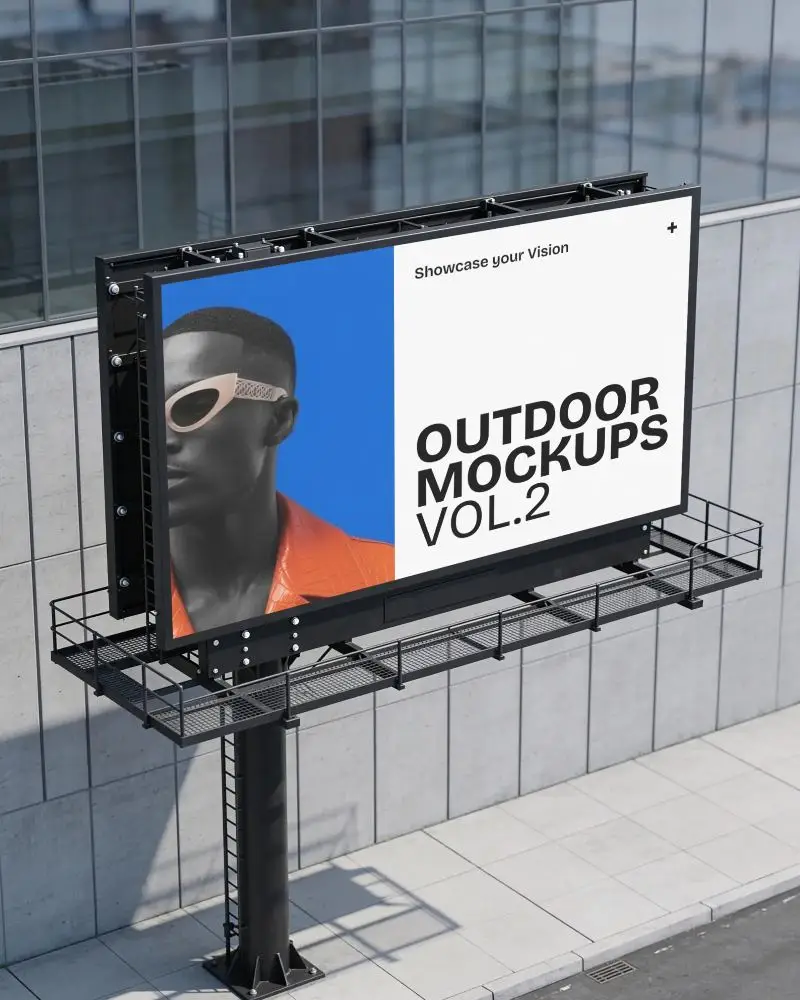 Realistic Urban Street Billboard Mockup For Showcasing Brand Ads And Creative Designs