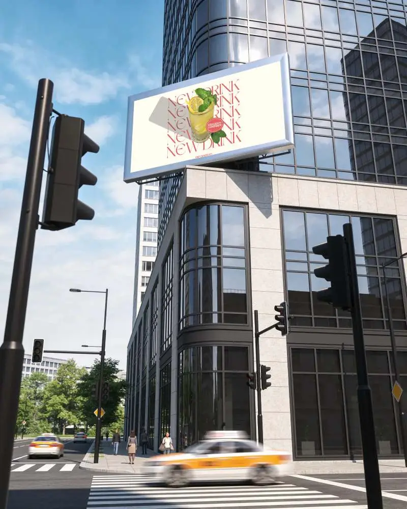 High Rise Office Building Billboard Mockup Ideal For Brand Visibility And Ad Campaigns