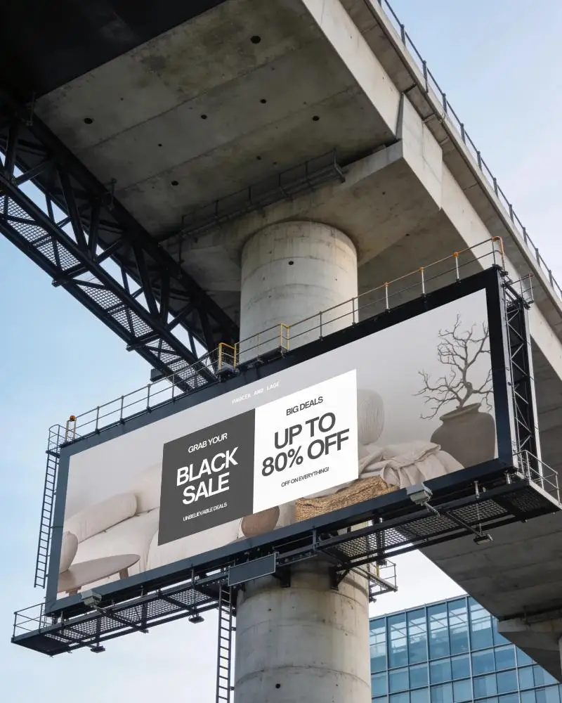 Urban Billboard Mockup Display Modern Architecture Blank Advertising Space