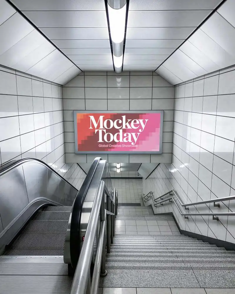 Modern Underground Subway Billboard Mockup Clean Minimalist Station Advertising Space