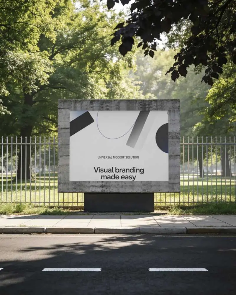 Roadside Billboard Mockup With Neutral Background For Ad Space Testing