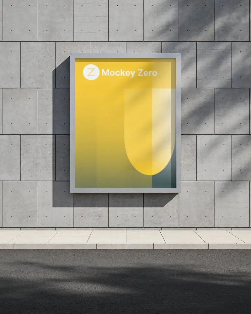 Urban Outdoor Billboard Mockup On Concrete Wall For Advertising Display Standalone Poster