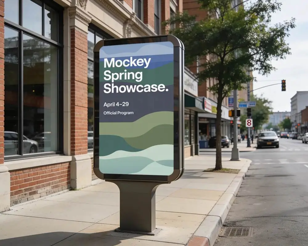 Street Side Urban Billboard Mockup For Effective Outdoor Advertisement Display Solutions