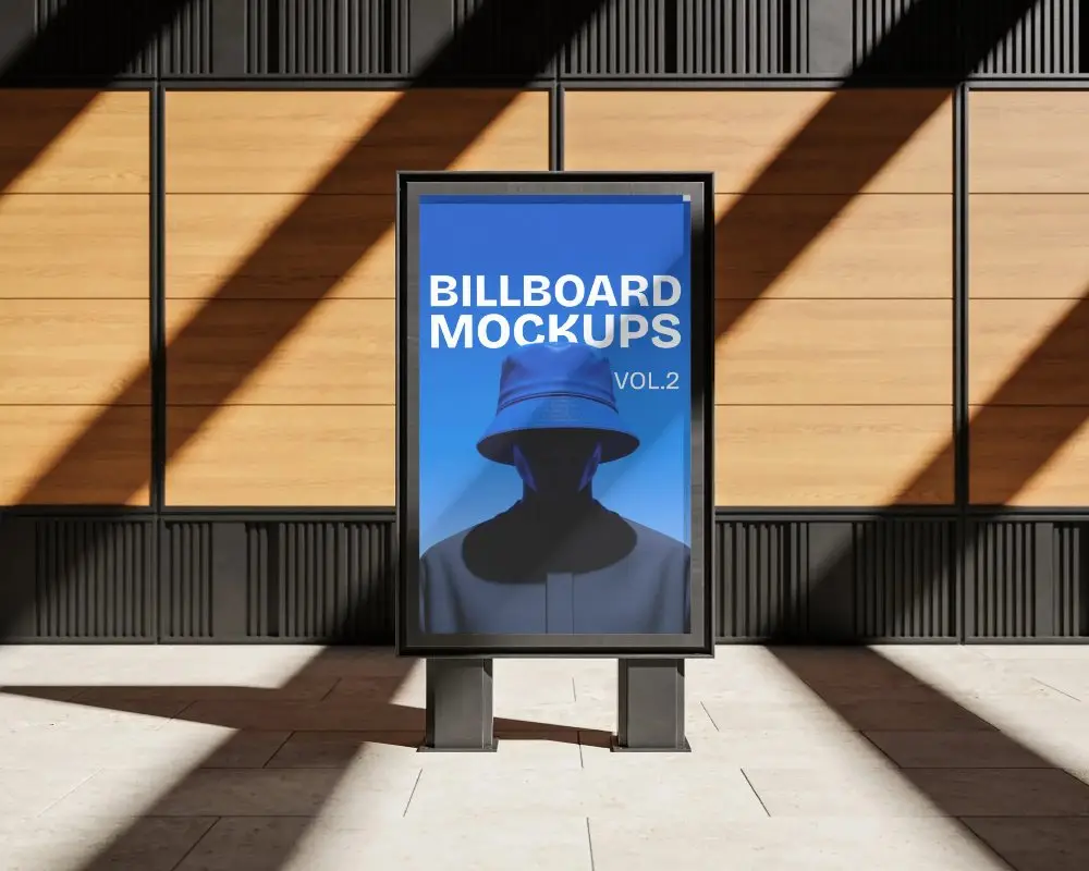 Urban Billboard Mockup With Empty Display Standing On Street Floor Modern Design