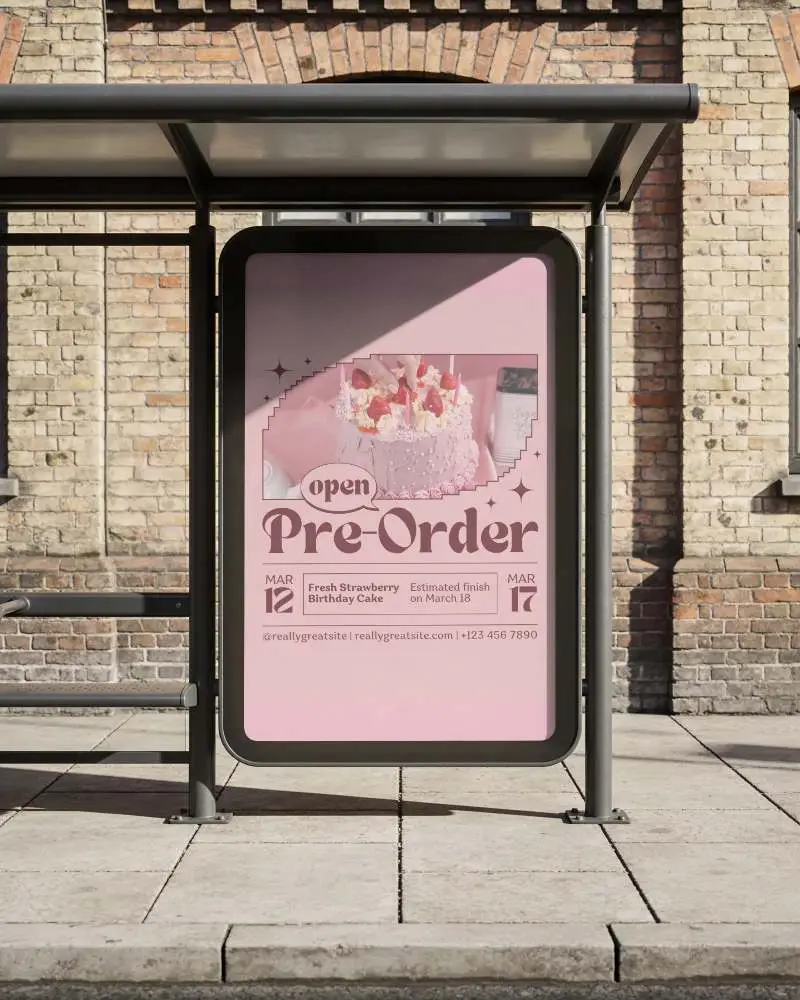 Modern Bus Stop Billboard Mockup For Urban Advertising With Empty Space For Content